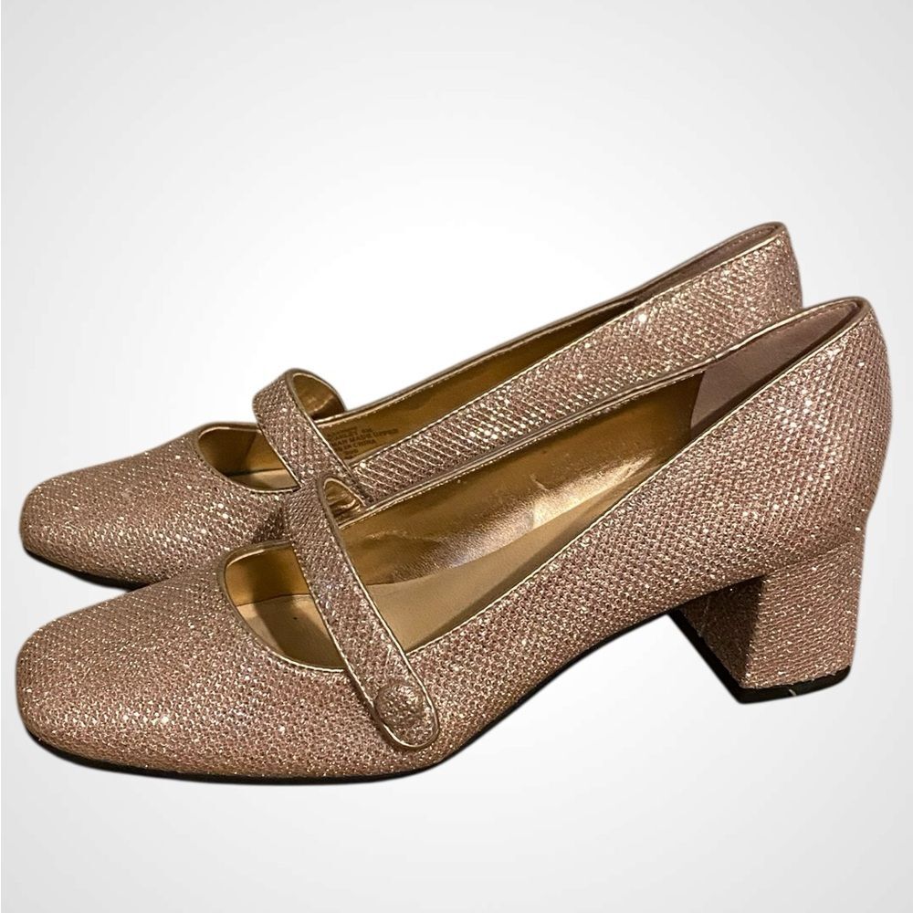 Isaac Mizrahi Live Glitter Mary Jane shoes | Mary Jane pumps Rose Gold NWOB  6